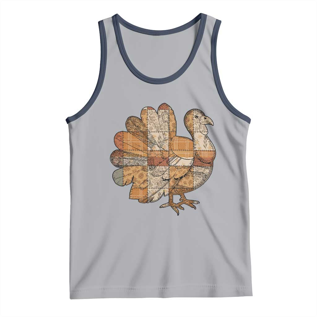 Thanksgiving Vintage Patchwork Gobble Turkey Tank Top - Wonder Print Shop