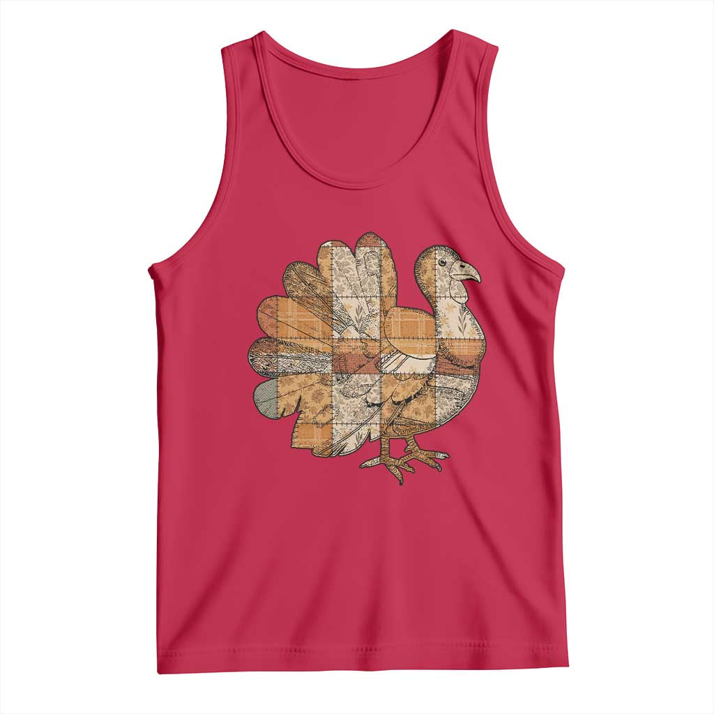 Thanksgiving Vintage Patchwork Gobble Turkey Tank Top - Wonder Print Shop