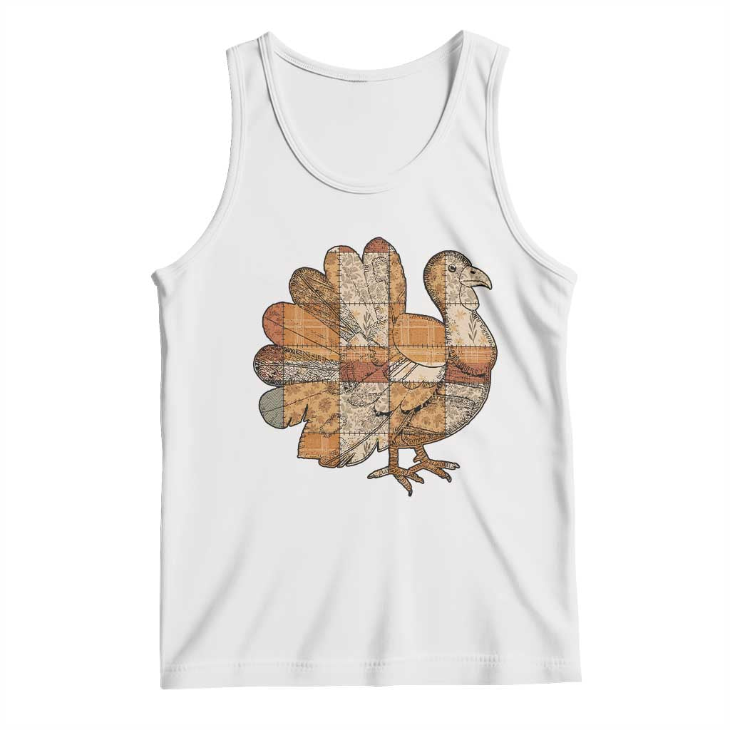 Thanksgiving Vintage Patchwork Gobble Turkey Tank Top - Wonder Print Shop