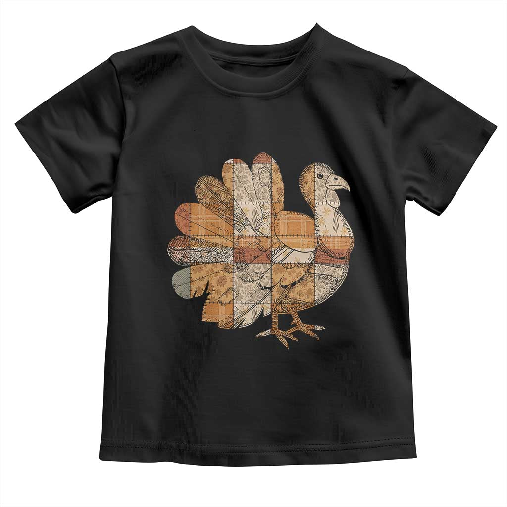 Thanksgiving Vintage Patchwork Gobble Turkey Toddler T Shirt - Wonder Print Shop