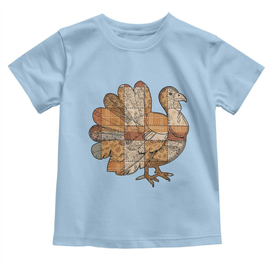 Thanksgiving Vintage Patchwork Gobble Turkey Toddler T Shirt - Wonder Print Shop