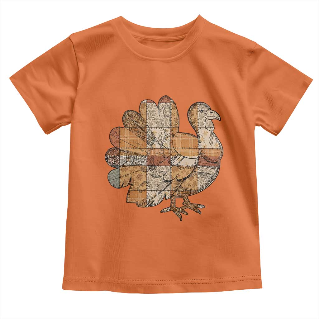 Thanksgiving Vintage Patchwork Gobble Turkey Toddler T Shirt - Wonder Print Shop