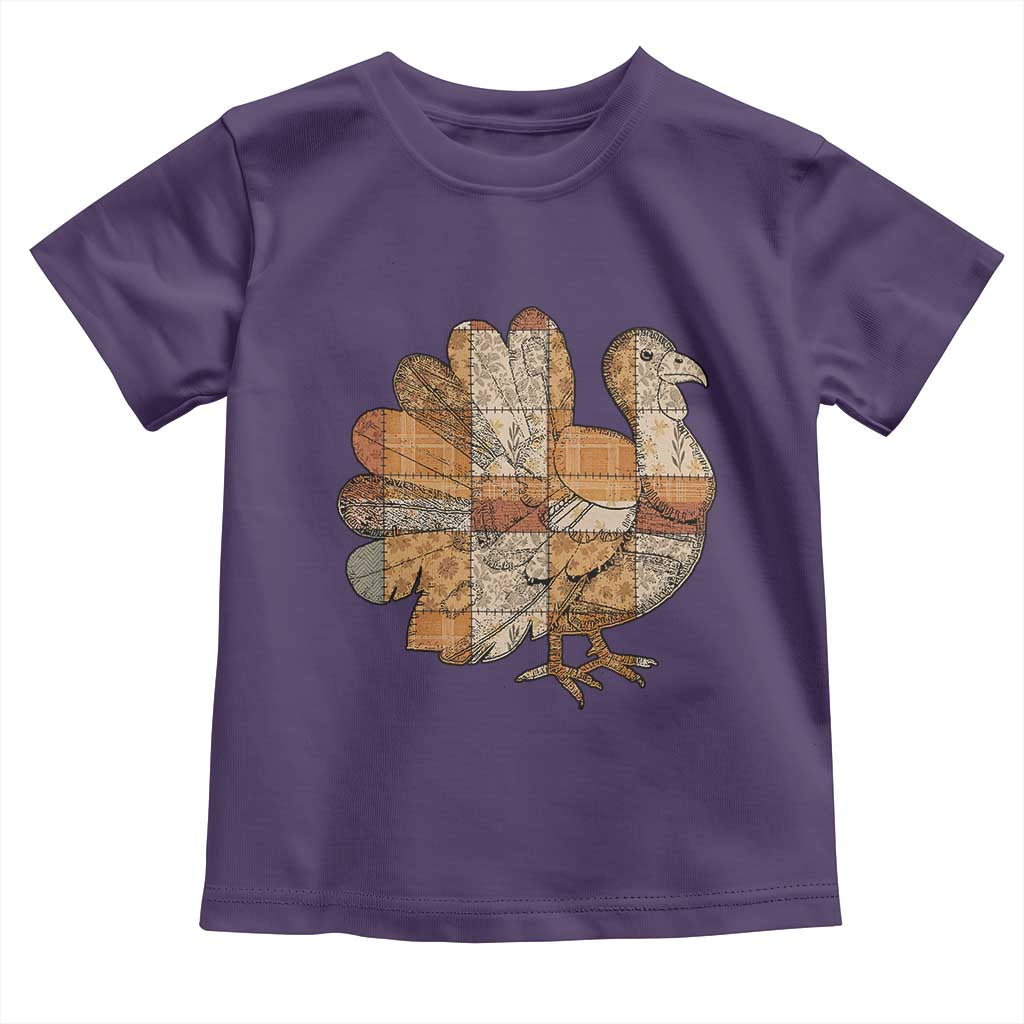 Thanksgiving Vintage Patchwork Gobble Turkey Toddler T Shirt - Wonder Print Shop
