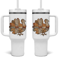 Thanksgiving Vintage Patchwork Gobble Turkey Tumbler With Handle - Wonder Print Shop