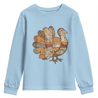 Thanksgiving Vintage Patchwork Gobble Turkey Youth Sweatshirt - Wonder Print Shop