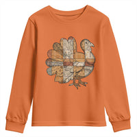 Thanksgiving Vintage Patchwork Gobble Turkey Youth Sweatshirt - Wonder Print Shop