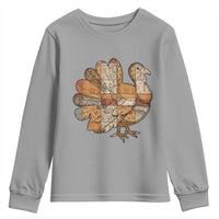 Thanksgiving Vintage Patchwork Gobble Turkey Youth Sweatshirt - Wonder Print Shop