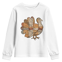Thanksgiving Vintage Patchwork Gobble Turkey Youth Sweatshirt - Wonder Print Shop