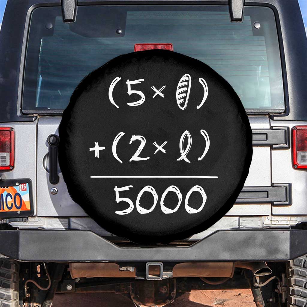 2 Fishes 5 Loaves Jesus Feeds The 5000 Christian Bible Verses Spare Tire Cover - Wonder Print Shop