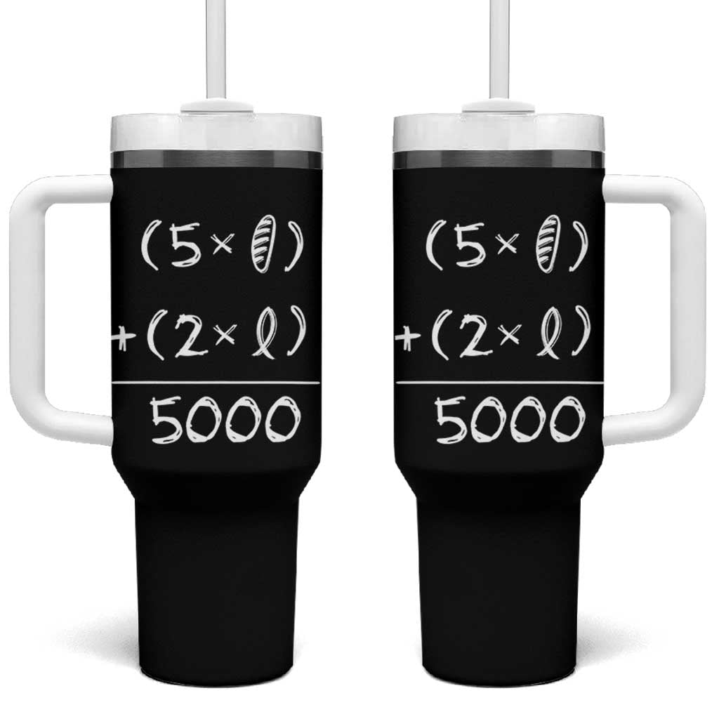 2 Fishes 5 Loaves Jesus Feeds The 5000 Christian Bible Verses Tumbler With Handle - Wonder Print Shop