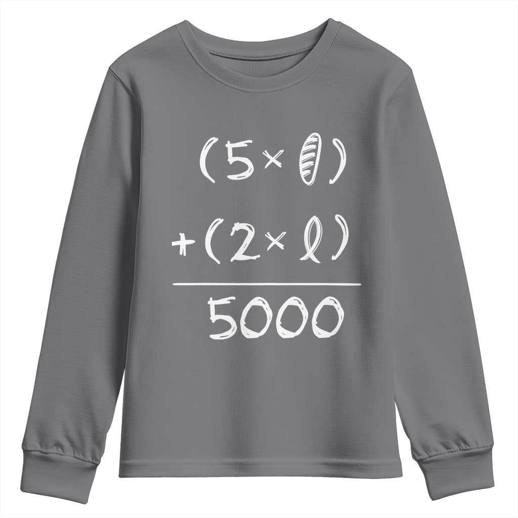 2 Fishes 5 Loaves Jesus Feeds The 5000 Christian Bible Verses Youth Sweatshirt - Wonder Print Shop