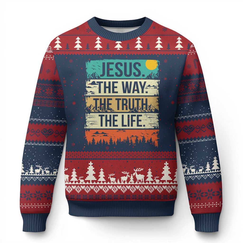 Jesus The Way The Truth The Life Ugly Christmas Sweater Blessed Christians - Wonder Print Shop