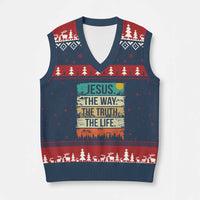 Jesus The Way The Truth The Life V-Neck Knit Sweater Vest Blessed Christians - Wonder Print Shop