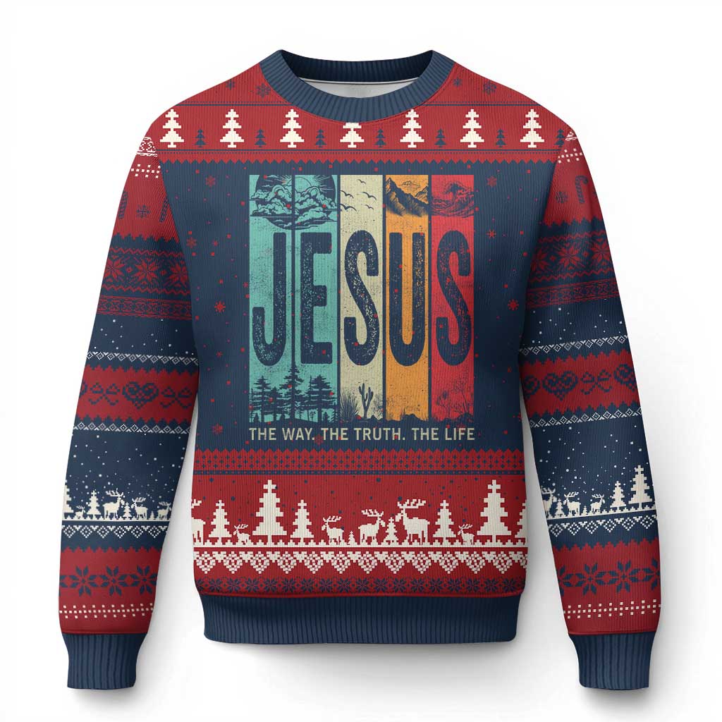 Jesus The Way The Truth The Life Ugly Christmas Sweater Christian Worship - Wonder Print Shop