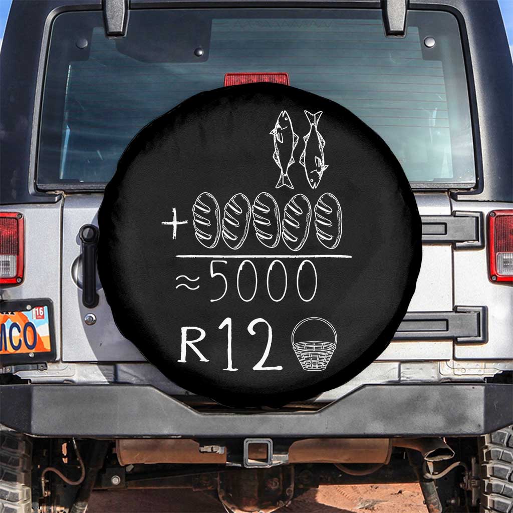 2 Fishes 5 Breads Jesus Feeds The 5000 Christian Bible Verses Spare Tire Cover - Wonder Print Shop