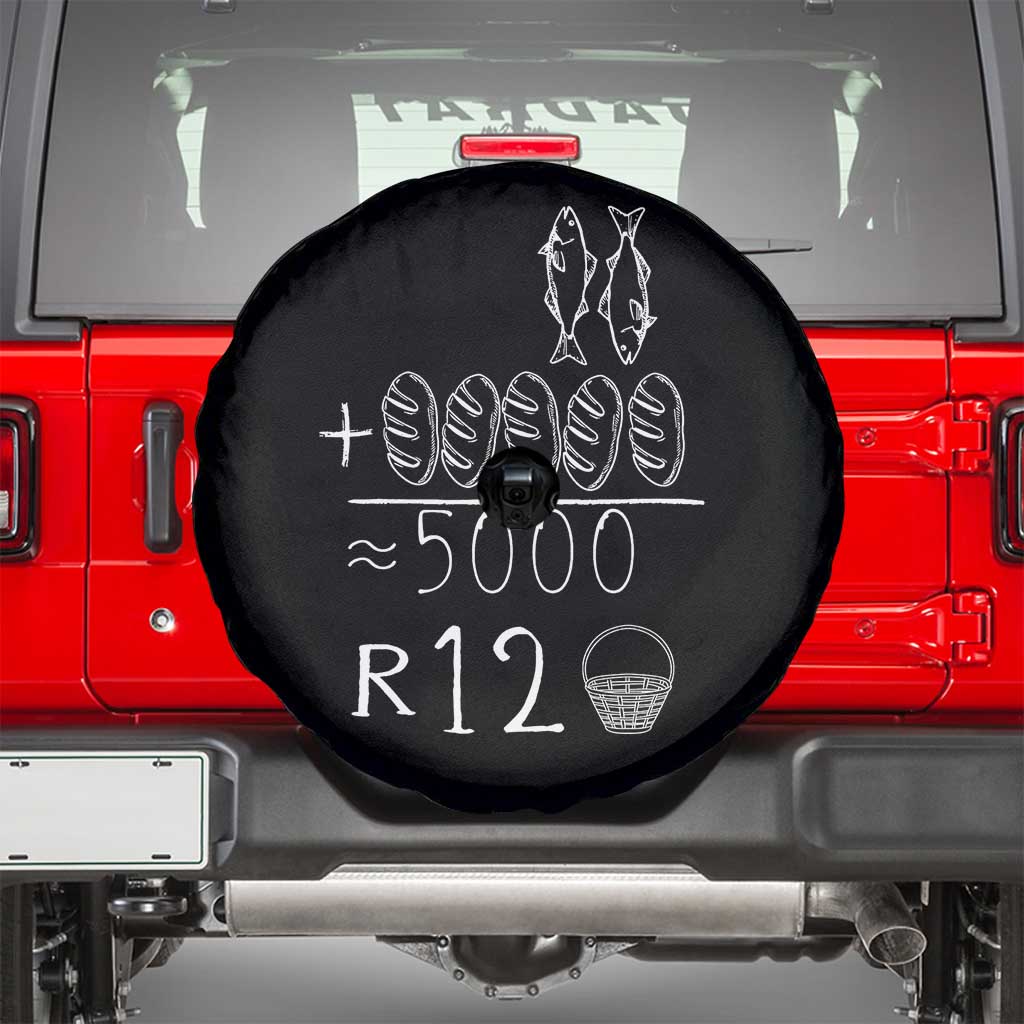 2 Fishes 5 Breads Jesus Feeds The 5000 Christian Bible Verses Spare Tire Cover - Wonder Print Shop