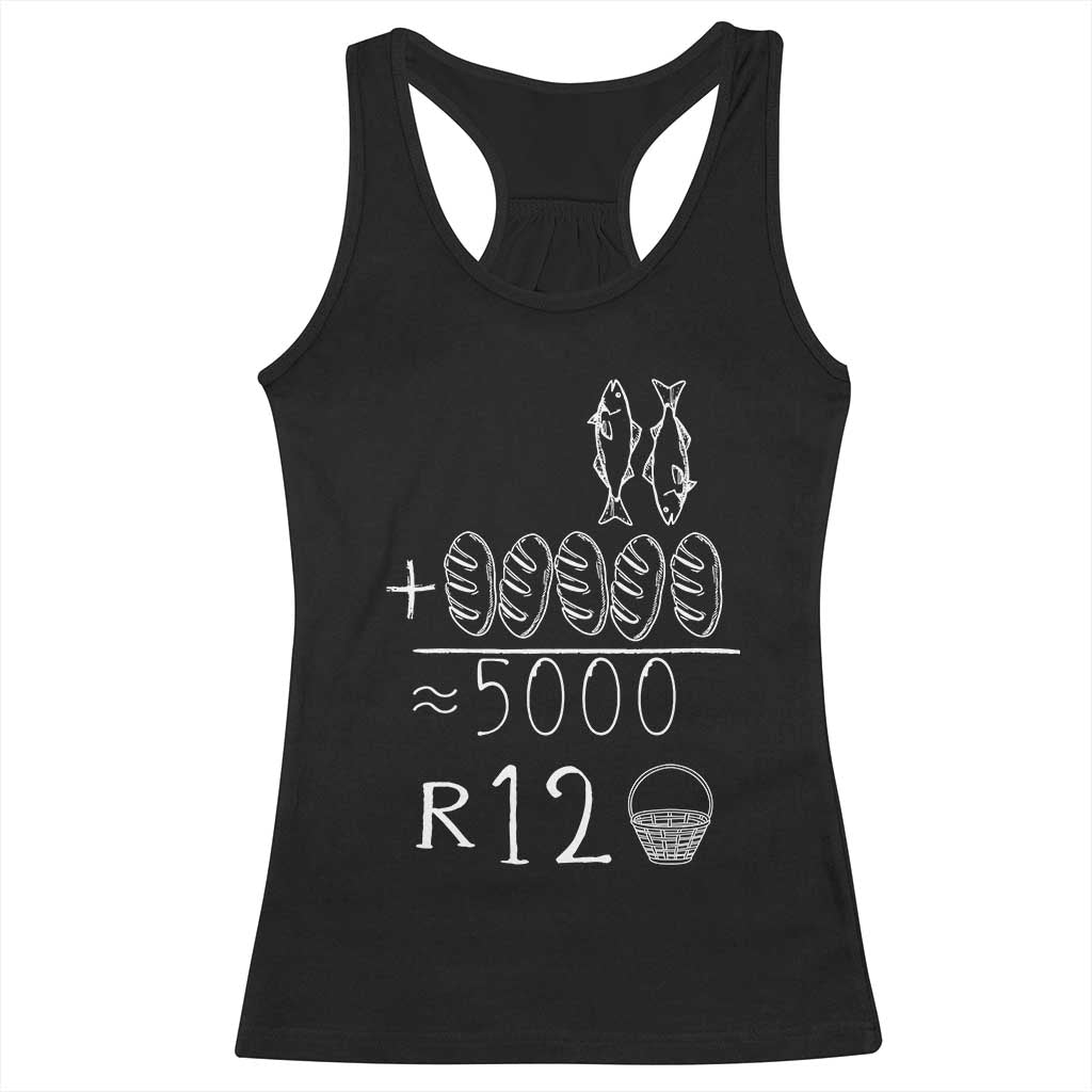 2 Fishes 5 Breads Jesus Feeds The 5000 Christian Bible Verses Racerback Tank Top - Wonder Print Shop