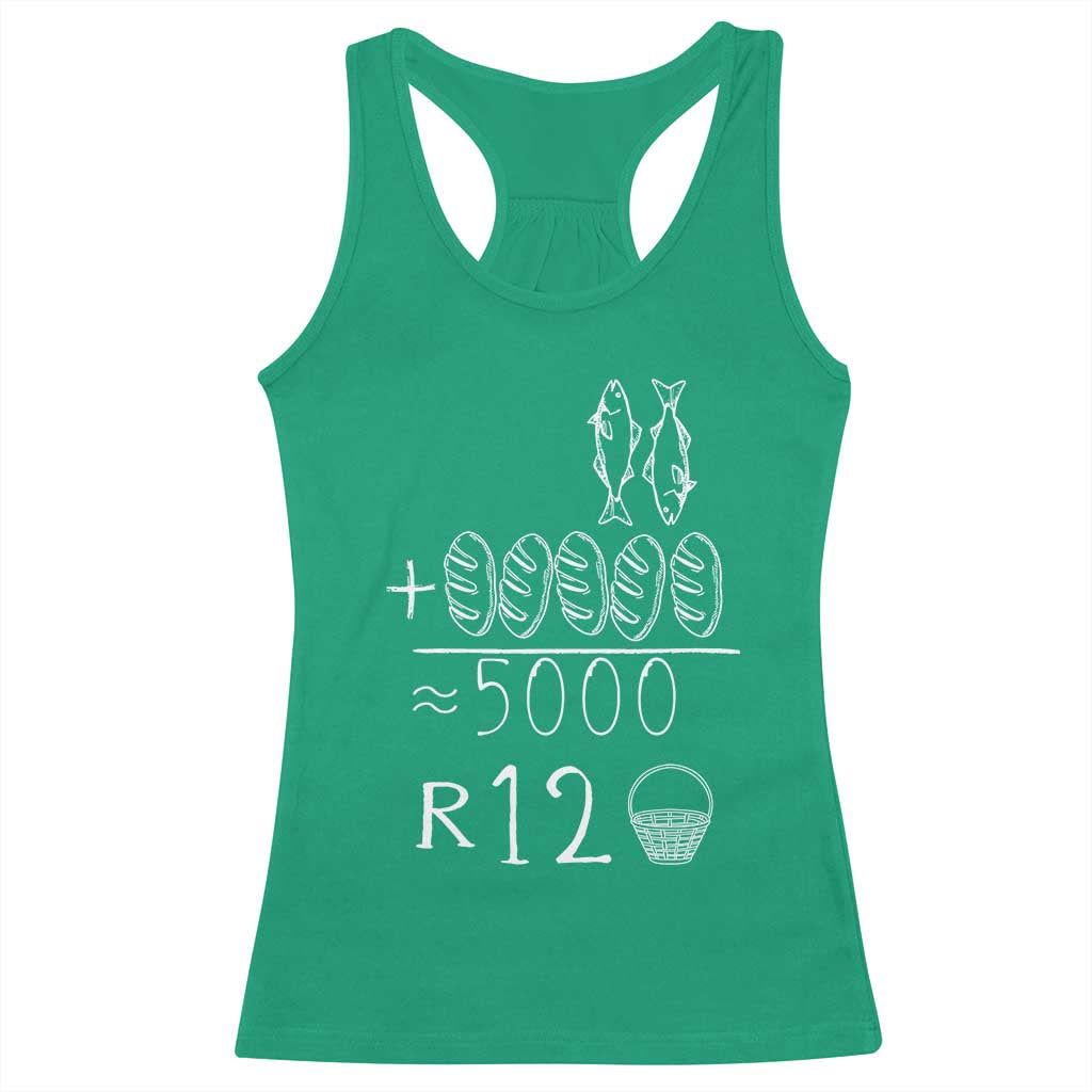 2 Fishes 5 Breads Jesus Feeds The 5000 Christian Bible Verses Racerback Tank Top - Wonder Print Shop