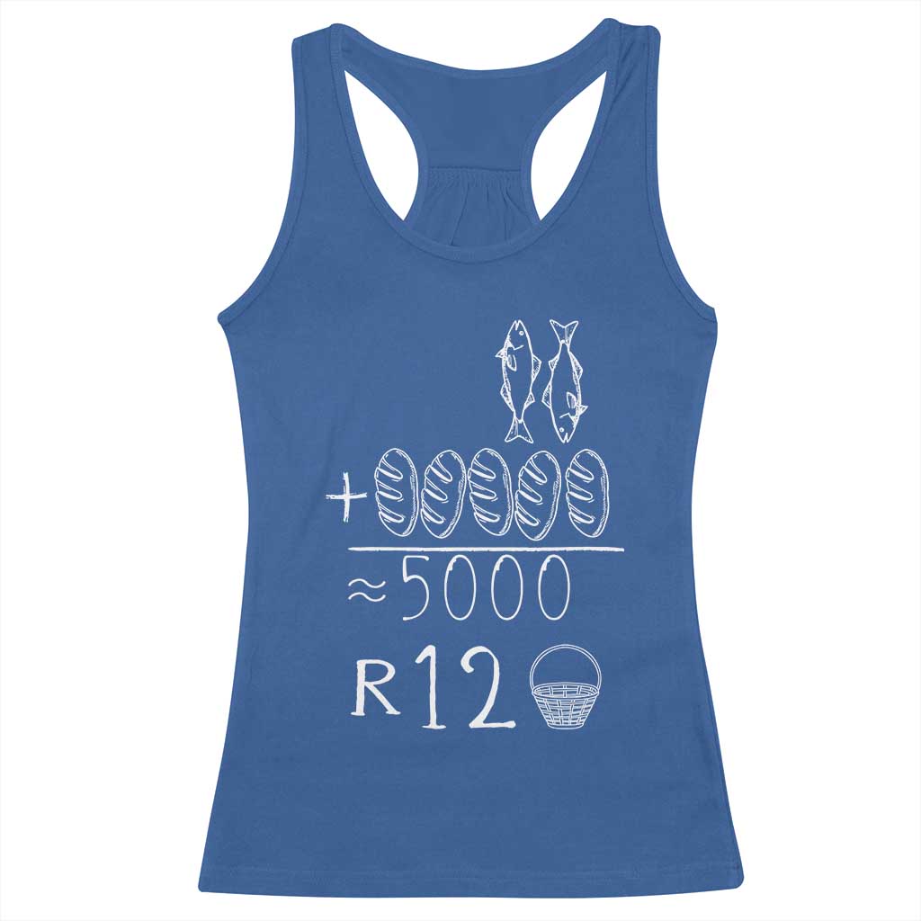 2 Fishes 5 Breads Jesus Feeds The 5000 Christian Bible Verses Racerback Tank Top - Wonder Print Shop