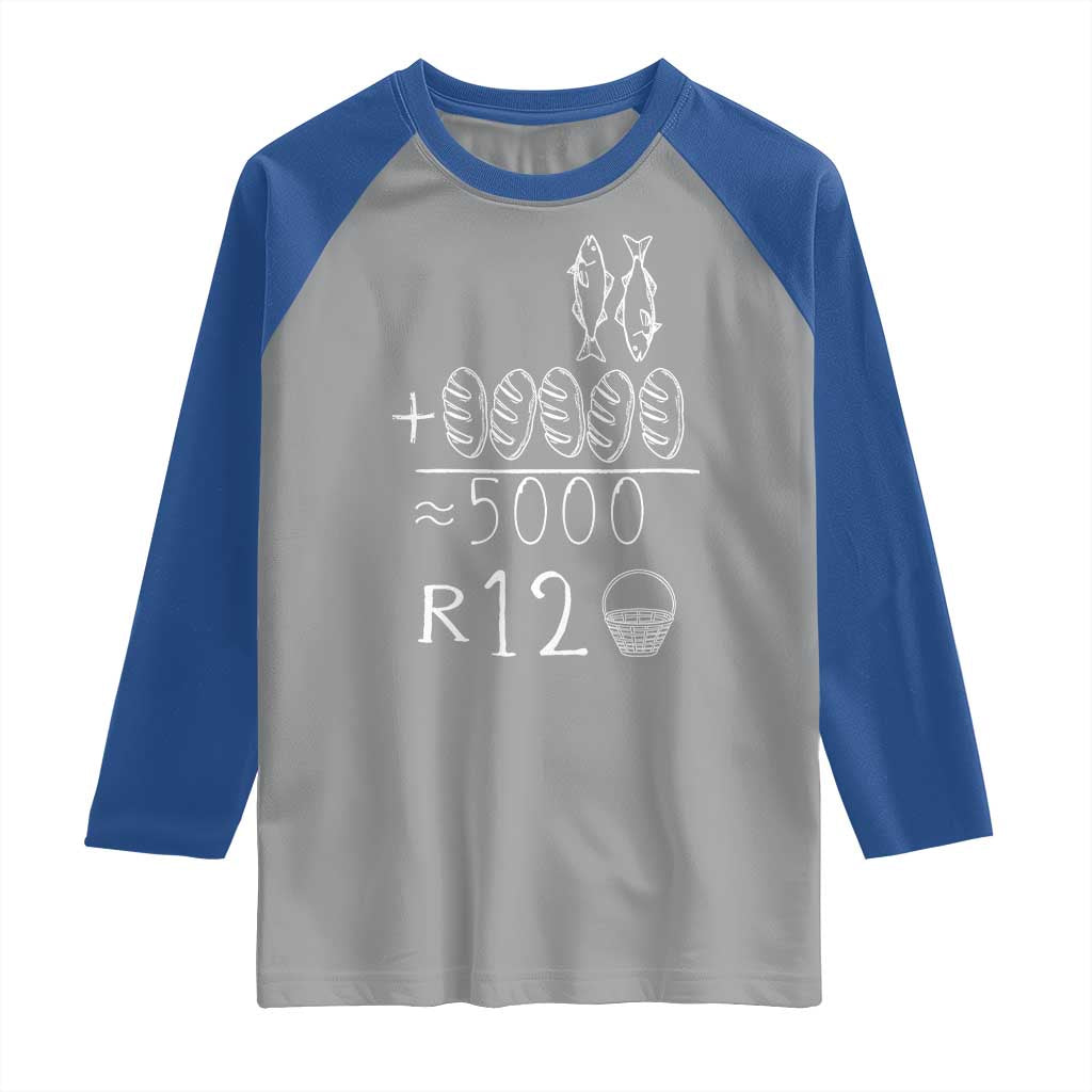 2 Fishes 5 Breads Jesus Feeds The 5000 Christian Bible Verses Raglan Shirt - Wonder Print Shop