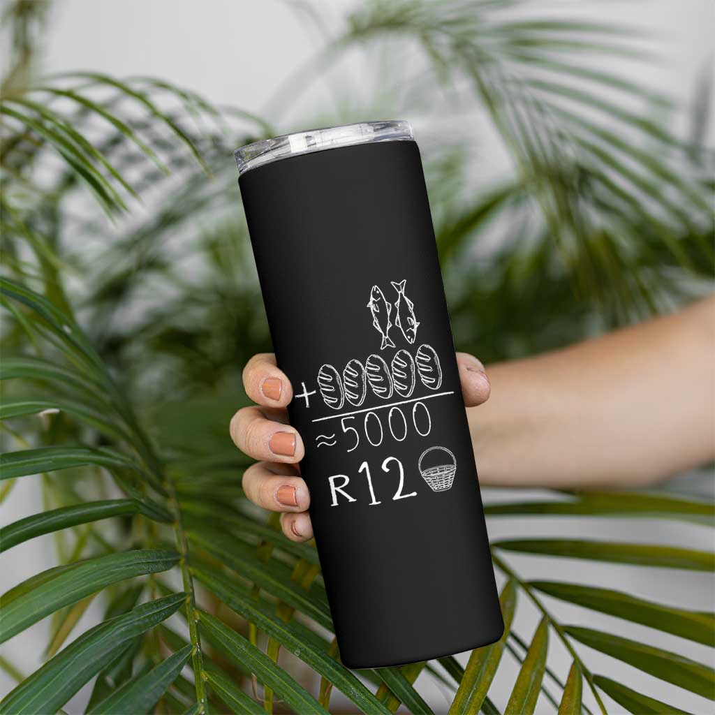 2 Fishes 5 Breads Jesus Feeds The 5000 Christian Bible Verses Skinny Tumbler - Wonder Print Shop