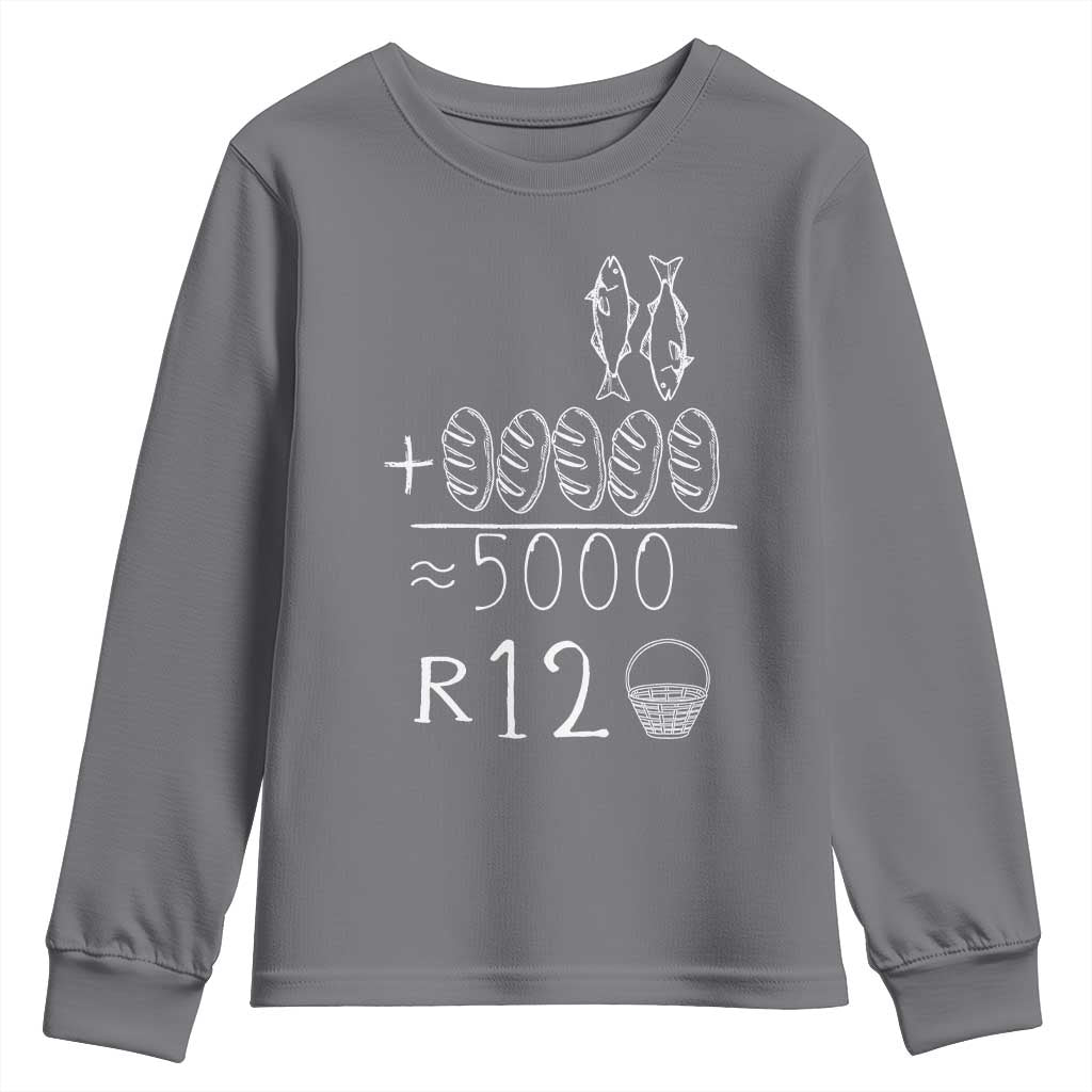 2 Fishes 5 Breads Jesus Feeds The 5000 Christian Bible Verses Youth Sweatshirt - Wonder Print Shop