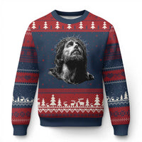Jesus Christ Religious Christian Faith Crown Of Thorns Ugly Christmas Sweater - Wonder Print Shop