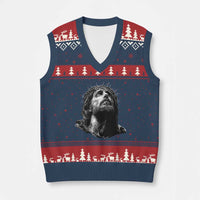 Jesus Christ Religious Christian Faith Crown Of Thorns V-Neck Knit Sweater Vest - Wonder Print Shop