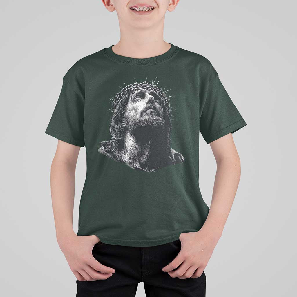 Jesus Christ Religious Christian Faith Crown Of Thorns T Shirt For Kid - Wonder Print Shop
