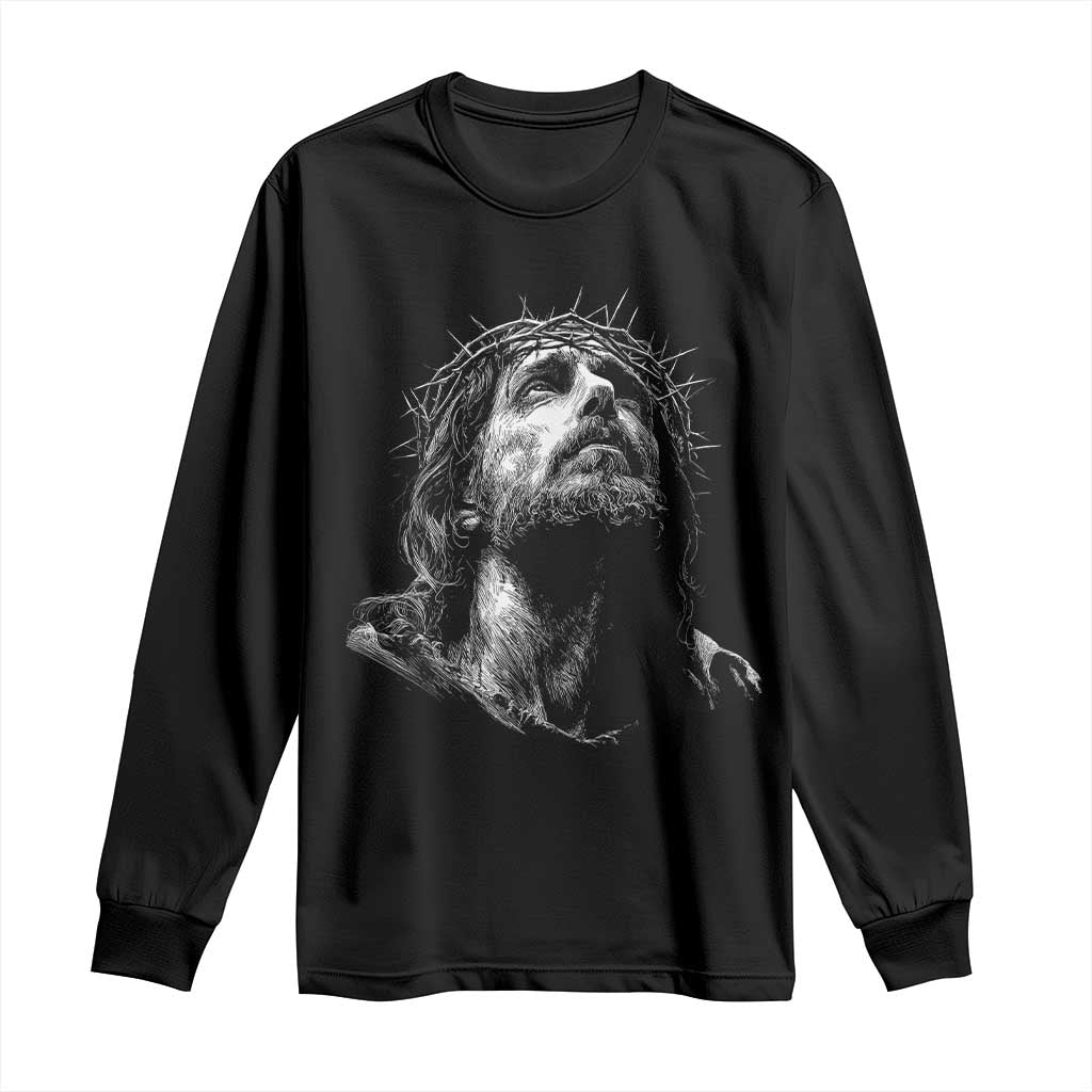 Jesus Christ Religious Christian Faith Crown Of Thorns Long Sleeve Shirt - Wonder Print Shop