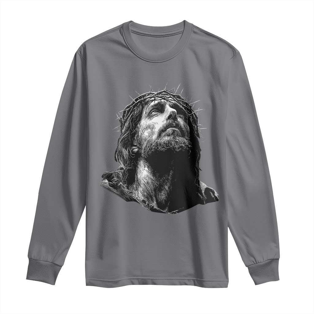 Jesus Christ Religious Christian Faith Crown Of Thorns Long Sleeve Shirt - Wonder Print Shop
