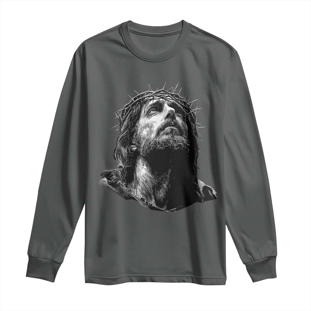 Jesus Christ Religious Christian Faith Crown Of Thorns Long Sleeve Shirt - Wonder Print Shop