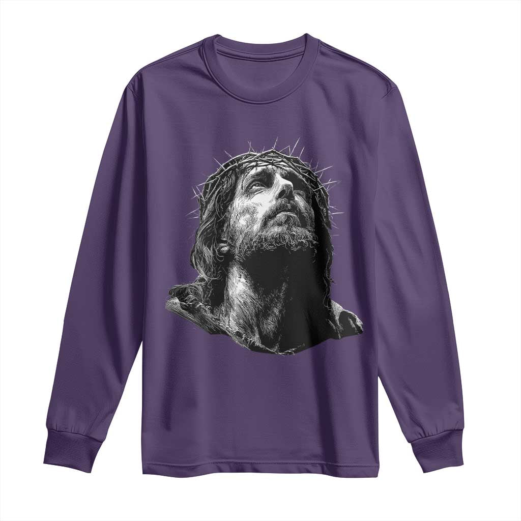 Jesus Christ Religious Christian Faith Crown Of Thorns Long Sleeve Shirt - Wonder Print Shop
