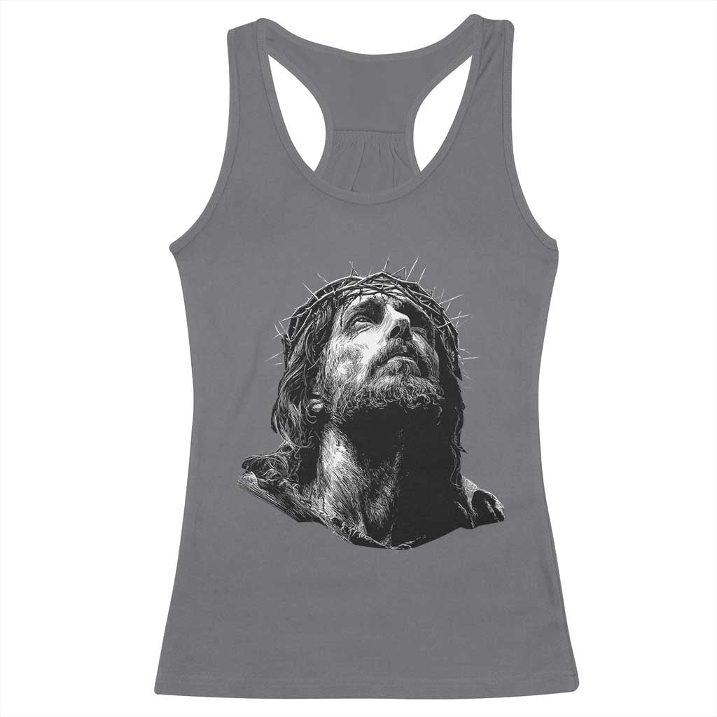 Jesus Christ Religious Christian Faith Crown Of Thorns Racerback Tank Top - Wonder Print Shop