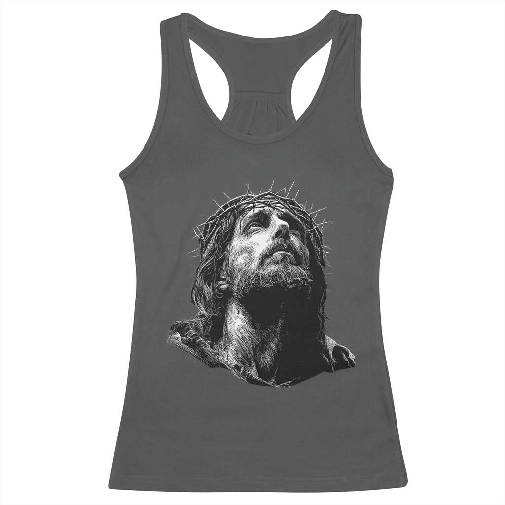 Jesus Christ Religious Christian Faith Crown Of Thorns Racerback Tank Top - Wonder Print Shop