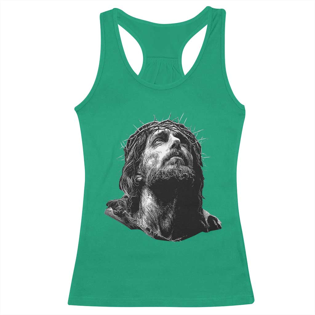 Jesus Christ Religious Christian Faith Crown Of Thorns Racerback Tank Top - Wonder Print Shop