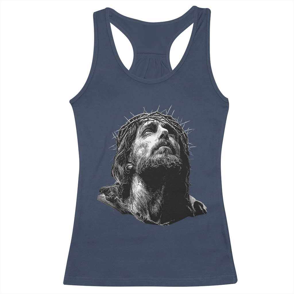 Jesus Christ Religious Christian Faith Crown Of Thorns Racerback Tank Top - Wonder Print Shop