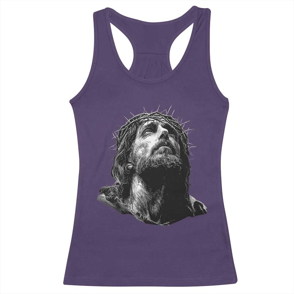 Jesus Christ Religious Christian Faith Crown Of Thorns Racerback Tank Top - Wonder Print Shop