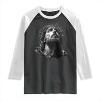 Jesus Christ Religious Christian Faith Crown Of Thorns Raglan Shirt - Wonder Print Shop