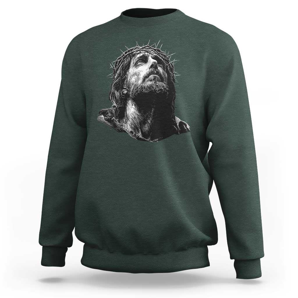 Jesus Christ Religious Christian Faith Crown Of Thorns Sweatshirt - Wonder Print Shop