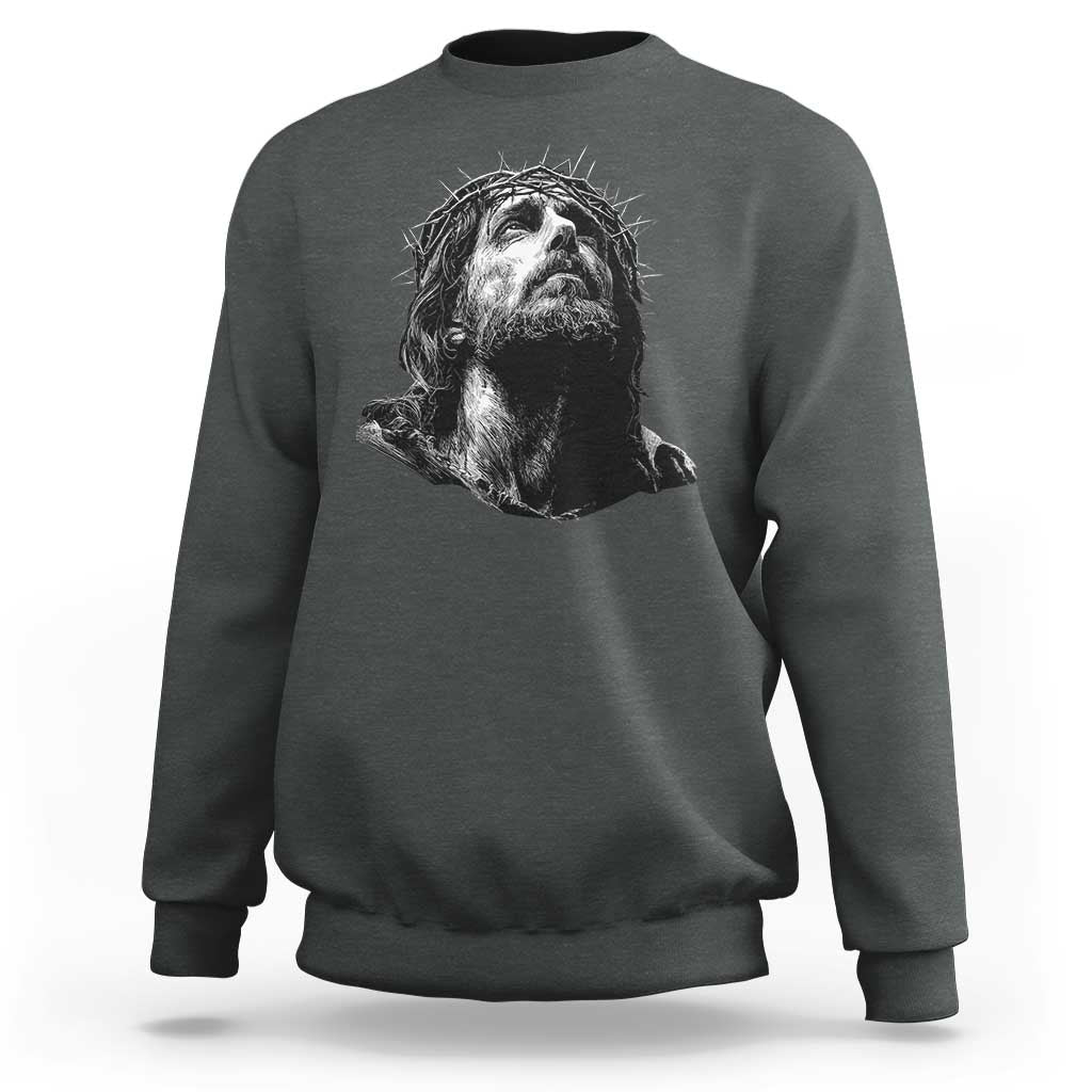 Jesus Christ Religious Christian Faith Crown Of Thorns Sweatshirt - Wonder Print Shop