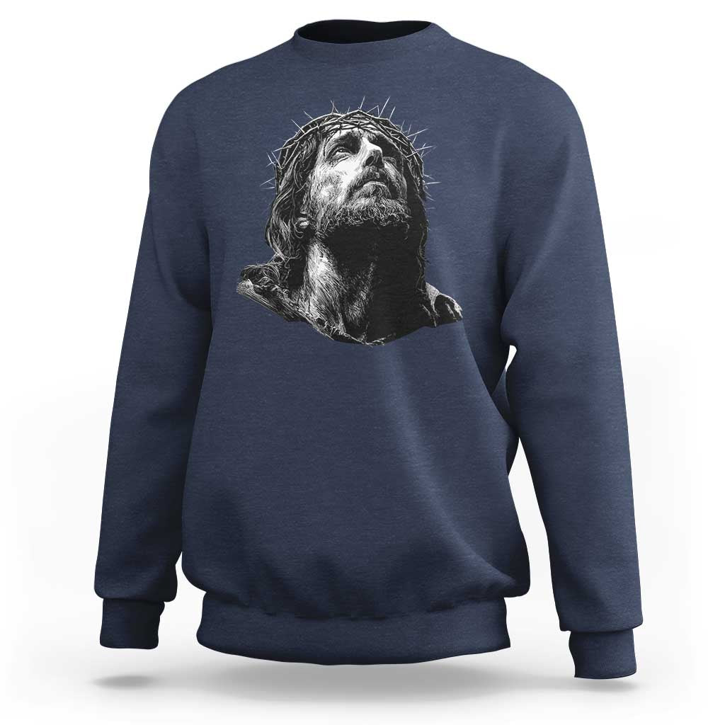 Jesus Christ Religious Christian Faith Crown Of Thorns Sweatshirt - Wonder Print Shop