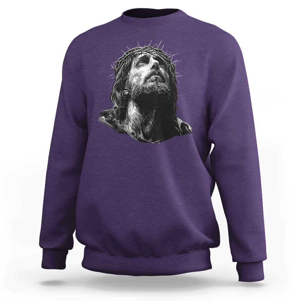 Jesus Christ Religious Christian Faith Crown Of Thorns Sweatshirt - Wonder Print Shop
