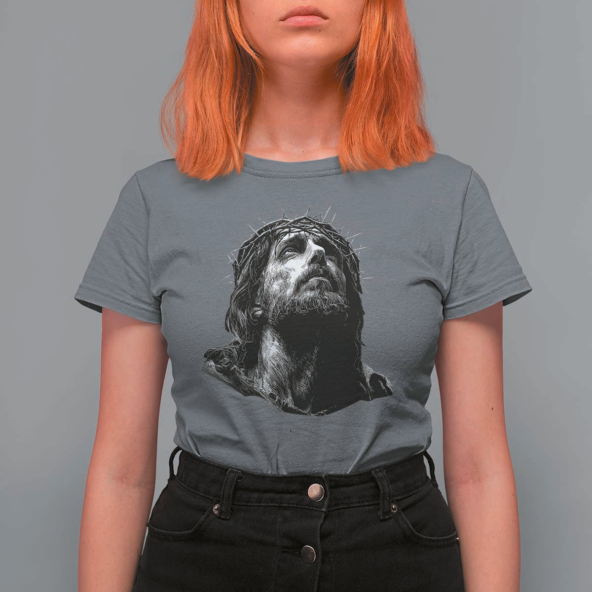 Jesus Christ Religious Christian Faith Crown Of Thorns T Shirt For Women - Wonder Print Shop