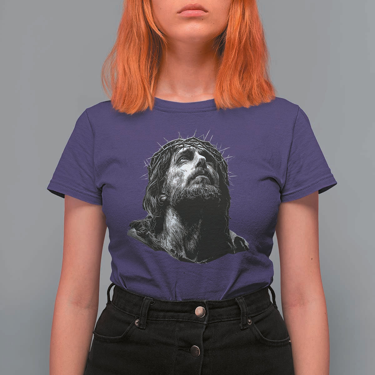 Jesus Christ Religious Christian Faith Crown Of Thorns T Shirt For Women - Wonder Print Shop