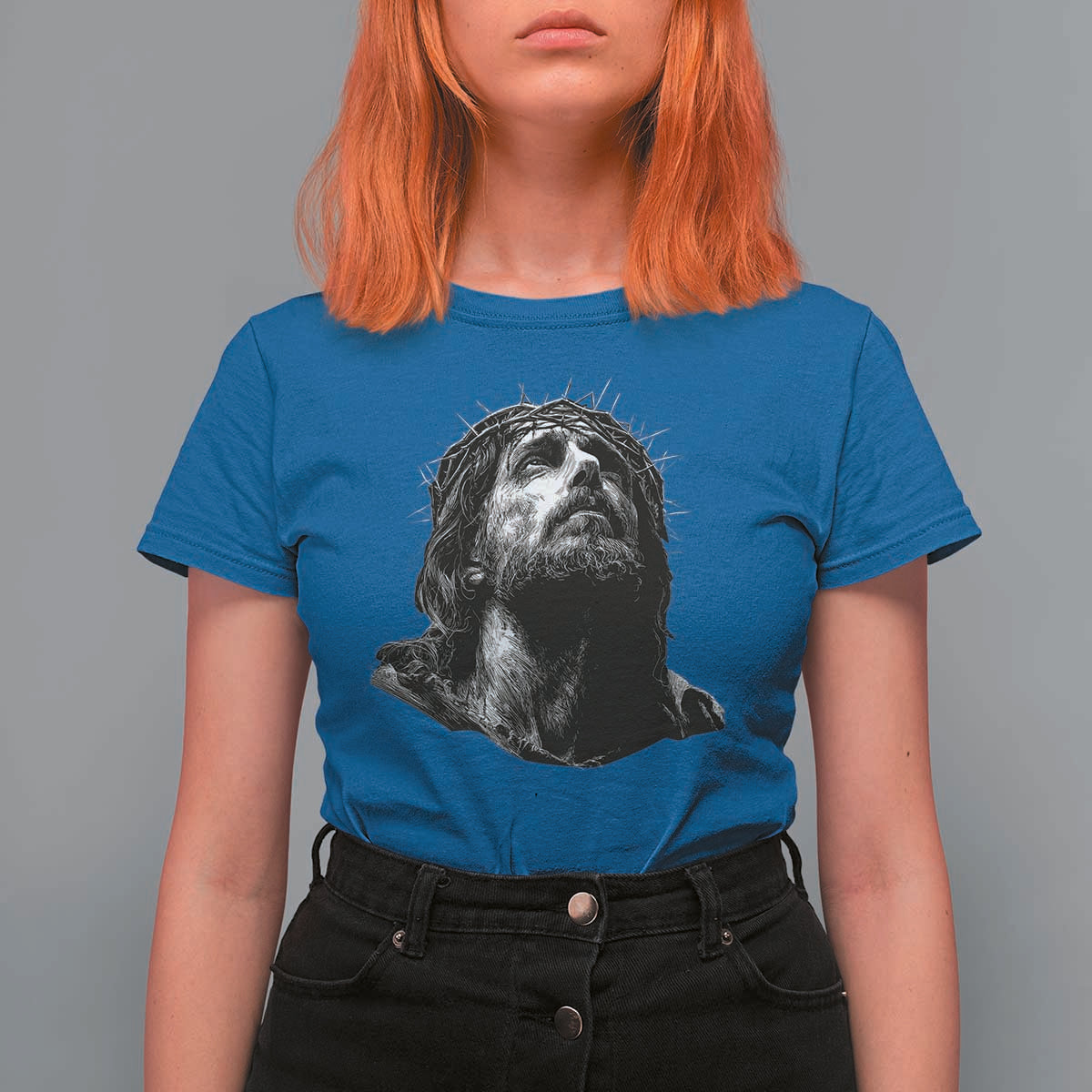 Jesus Christ Religious Christian Faith Crown Of Thorns T Shirt For Women - Wonder Print Shop