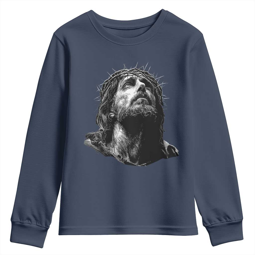 Jesus Christ Religious Christian Faith Crown Of Thorns Youth Sweatshirt - Wonder Print Shop