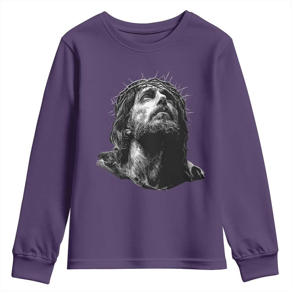 Jesus Christ Religious Christian Faith Crown Of Thorns Youth Sweatshirt - Wonder Print Shop