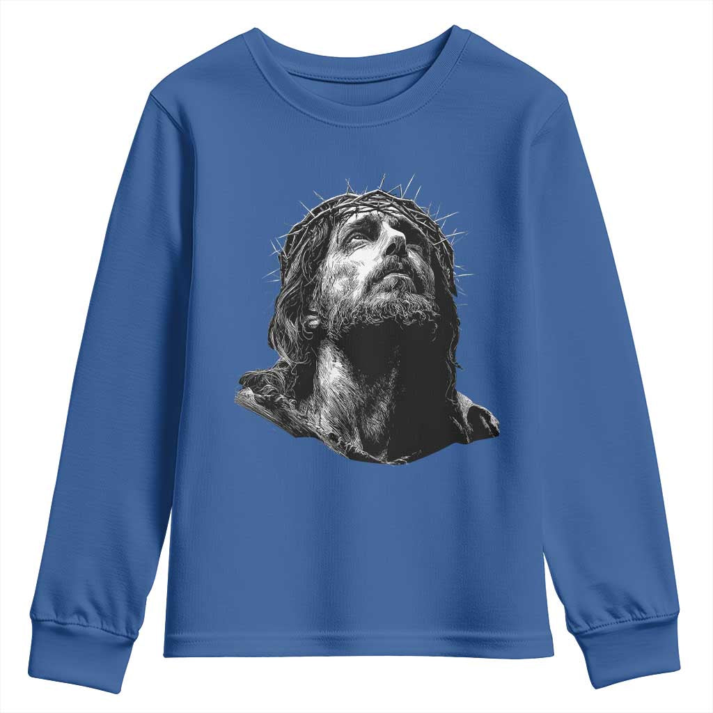 Jesus Christ Religious Christian Faith Crown Of Thorns Youth Sweatshirt - Wonder Print Shop