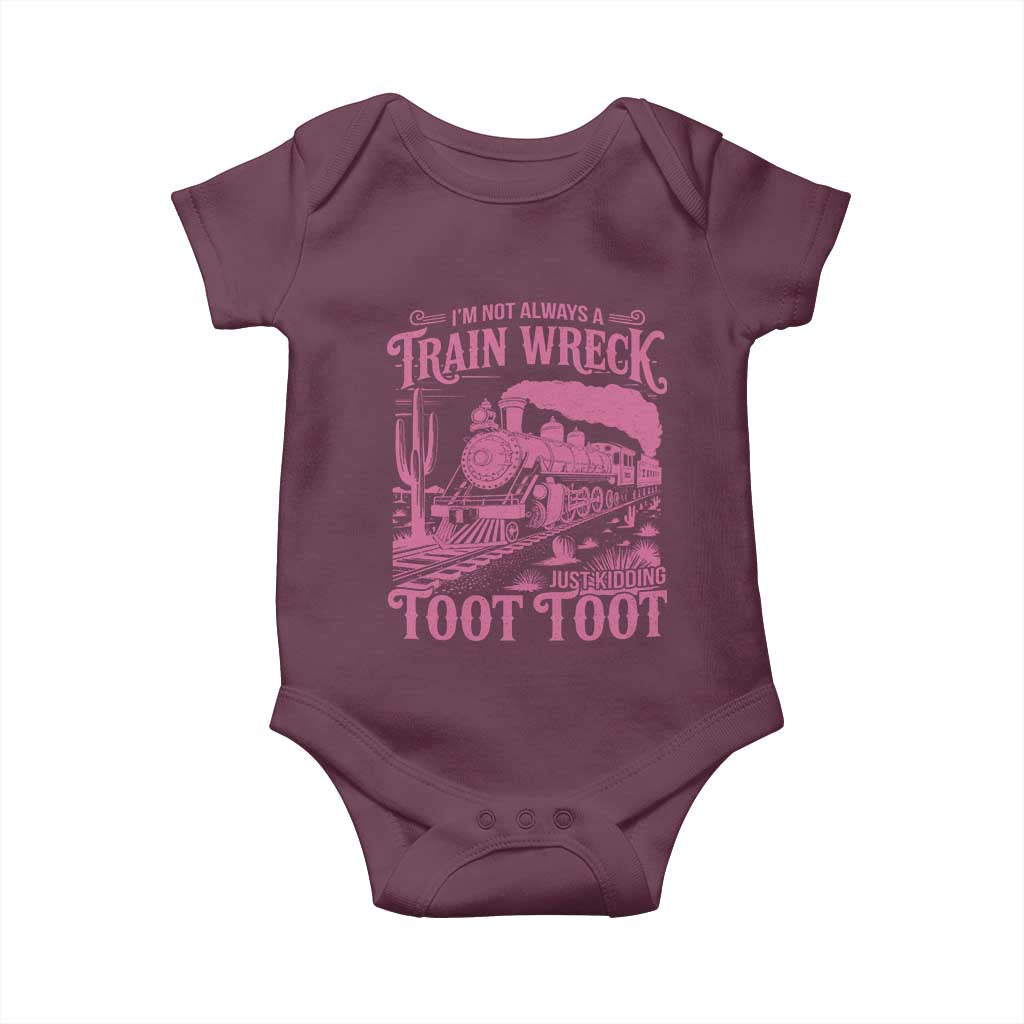 Funny I Am Not Always A Train Wreck Just Kidding Toot Toot Baby Onesie Pink Train - Wonder Print Shop